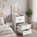 Toeletta 3 in 1 50x40x78 cm con Specchio Ribaltabile Sgabello e Cassetti in MDF Bianco      