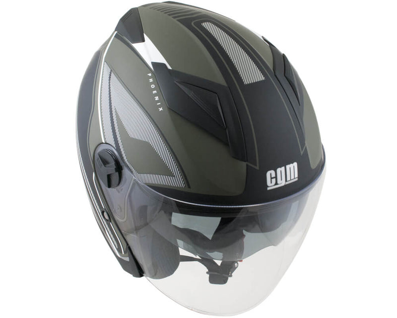 Casco Jet per Scooter Visiera Lunga CGM Phoenix 130G Verde Opaco