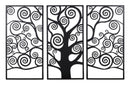 Pannello Albero della Vita Nero Set 3Pz 165x2x110 cm in Ferro Nero