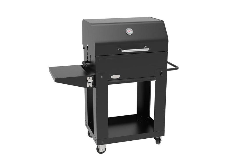 Barbecue a Carbone 110x44x120 cm con Coperchio Affumicatore in Acciaio Miranda Nero