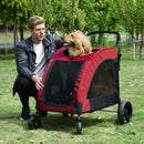 Passeggino Pieghevole per Cani Taglia Medio-Grande Max 55 Kg  Rosso e Nero
