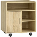 Mobile Porta Stampante 60x50x65,5 cm con Ripiani Aperti e Armadietto in Legno Color Legno      