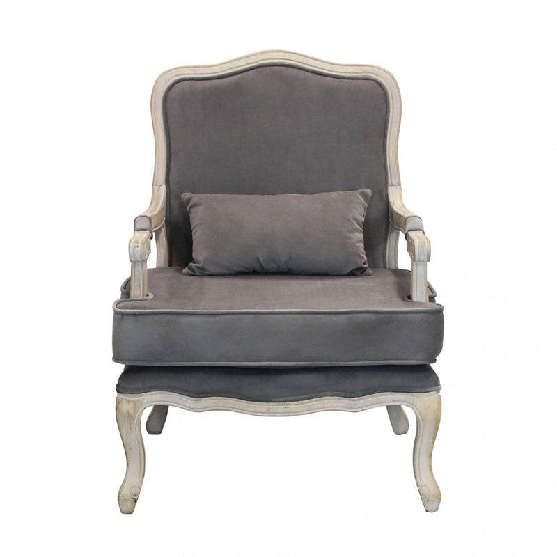 Poltrona Christy in Velluto Taupe 64x72x92 h cm in Legno Tortora