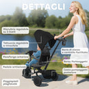 Triciclo per Bambini 6 in 1 111,5x52x98 cm Pieghevole con Sedile Girevole Nero   
