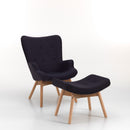 Poltrona Imbottita con Pouf 97x72x63 cm in Tessuto TFT Copenaghen Grigio Scuro