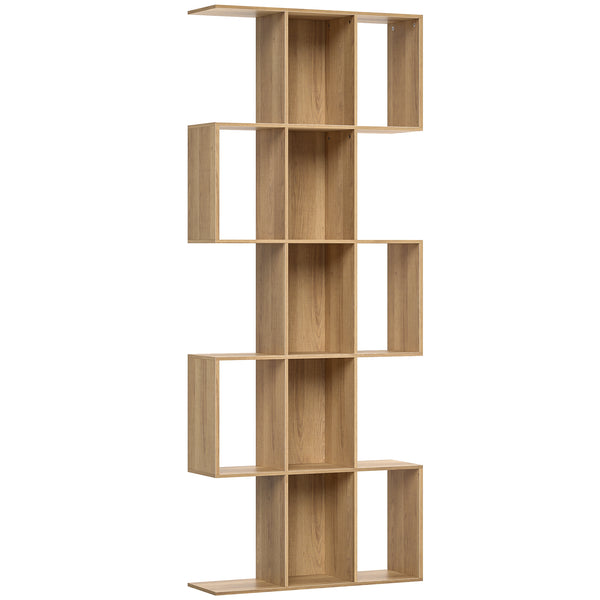 Libreria Scaffale a 5 Livelli a S 80x24x200 cm con 15 Ripiani in Legno Color Rovere acquista