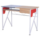 Scrivania da Ufficio in Legno e Piano in Vetro con Cassetto e Porta Tastiera Estraibile 105x55x75 cm 