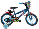 Bicicletta per Bambini 14" Marvel Avengers Freni Caliper e Stabilizzatori in Acciaio Hi-Ten Blu e Rosso