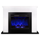 Camino Elettrico da Pavimento 85,5x115x27 cm Effetto Fiamma 1500W Brooklyn & Lorance Bianco/nero