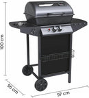 Barbecue a Gas 2,9 kw Alabama Superficie di Cottura in Pietra Lavica Nero