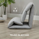 Poltrona da Terra 71x72x60 cm Schienale Reclinabile in Tessuto Grigio Chiaro