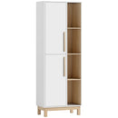 Mobile Bagno Alto 62,5x35x176 cm Salvaspazio con 2 Ante e 4 Ripiani Aperti in MDF Bianco      