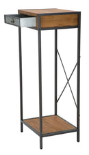 Porta Telefono Irish 50x40x121 cm in Ferro e Legno di Abete Marrone e Grigio