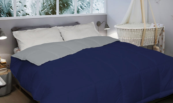 acquista Couette en Microfibre 300gr Double Face Bleu Foncé/Gris Clair