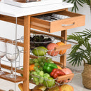 Carrello da Cucina 1 Cassetto 4 Cestelli 47x37x83 cm in Legno Marrone