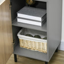 Mobile Multiuso 3 Ripiani 1 Ante 40x38x170 cm in Truciolato e Metallo Grigio e Rovere