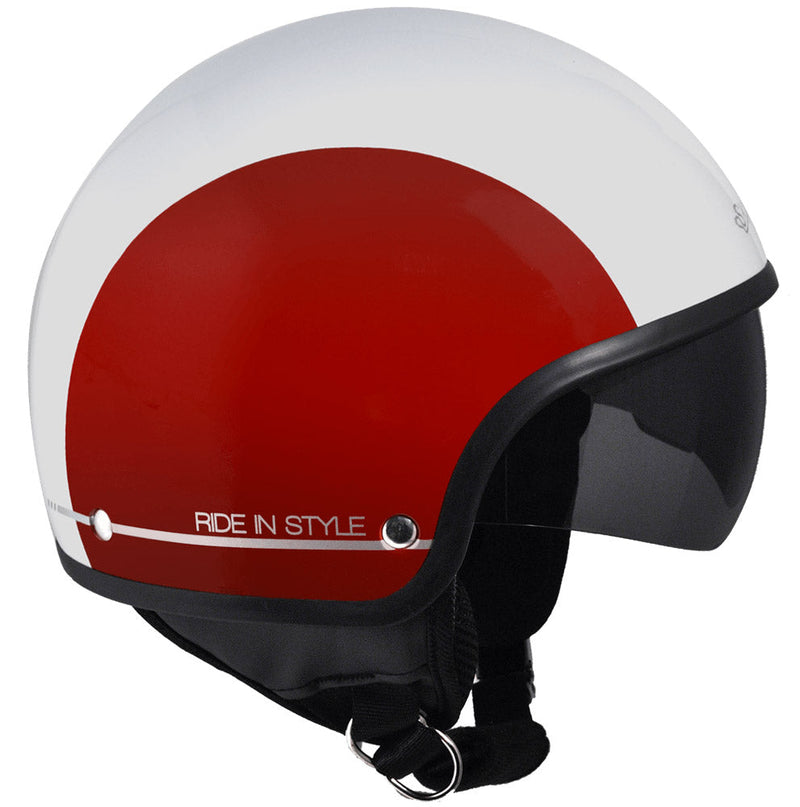 Casco Demi-Jet per Scooter Occhiale a Scomparsa SKA-P 1 NG Slim Bico Bianco Metal