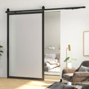 Kit Porta Scorrevole 90kg max Salvaspazio 244x0,5x4 cm in Acciaio al Carbonio con Accessori Nero