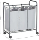 Carrello Portabiancheria 77x41x81,5 cm 3 Sacchi in Acciaio Grigio