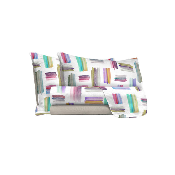 Ensemble de draps avec impression dessus et dessous et taies d'oreiller multicolores online