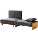 Poltrona Letto Singolo 2 in 1 Pieghevole Salvaspazio 94x63x89 cm con Cuscini in Tessuto Misto Lino-Velluto Grigio Scuro      