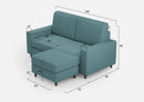 Divano 2 Posti con Pouf 168x145x85 cm Sakar in Tessuto Petrolio