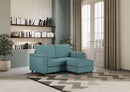 Divano 2 Posti con Pouf 168x145x85 cm Marrak in Tessuto Petrolio