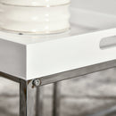 Set da 2 Tavolini da Caffè Impilabili con Finitura Lucida e Telaio in Acciaio Bianco