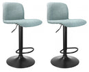 Set 2 Sgabelli Bar 41x46x86/107 cm in Poliestere Rafael Nero-Acquamarina