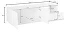Mobile TV 2 Ante 1 Cassetto 150x43x46 cm Vega Bianco Lucido