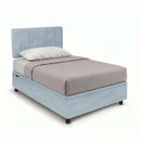 Letto Singolo Contenitore Imbottito Microfibra Azzurro BoxMax Testata Vertical Varie Misure