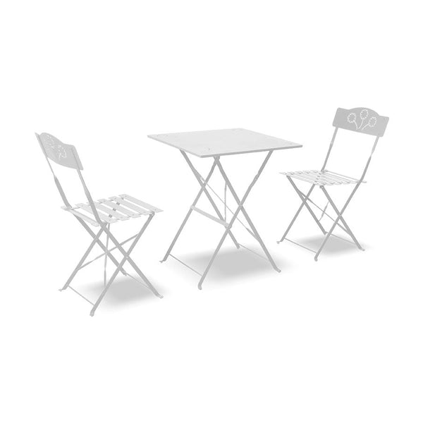 Ensemble de jardin pliant en fer avec table et 2 chaises blanches Taddei Bistro sconto
