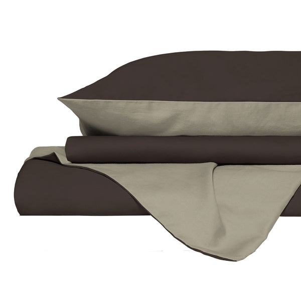 acquista Copripiumino con Sacco e Federe in Tinta Unita Double Face Linea Vera Marrone e Tortora