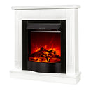 Camino Elettrico da Pavimento 86,5x82x25 cm Effetto Fiamma 1600W Donald & Corsica Bianco/nero