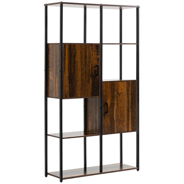 prezzo Bibliothèque 4 Étagères 2 Portes 90x30x159,5 cm en Métal et Aggloméré Noir et Marron