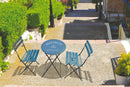 Set da Giardino Pieghevole in Ferro con Tavolo e 2 Sedie Soriani Bistrot Blu
