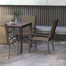 Set Tavolo e 6 Sedie Impilabili da Giardino in Plastica Cachi e Marrone