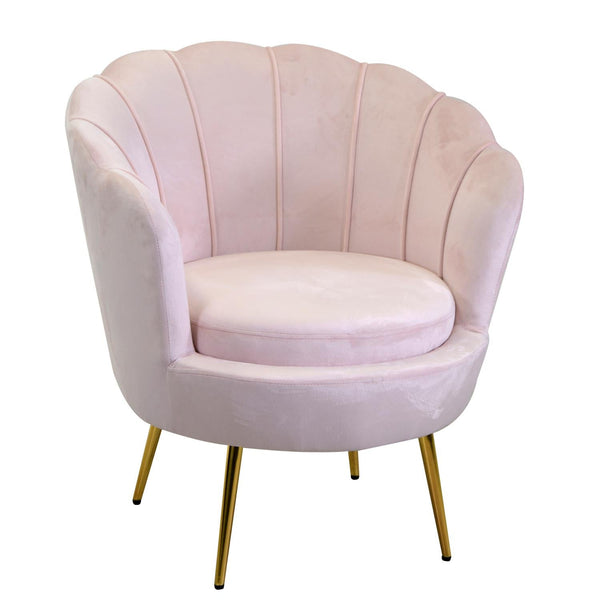Fauteuil rembourré 73x72xh49/77 cm en tissu velours Tulipan rose sconto