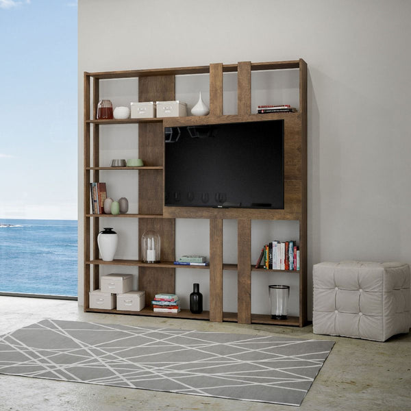 Libreria Moderna 5 Ripiani con Pannello per TV 178x36x204 cm in nobilitato Marrone online