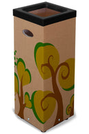 Pattumiera Per Raccolta Rifiuti 38x38xh80 cm in Cartone Con Stampa Grafica G2 Beige