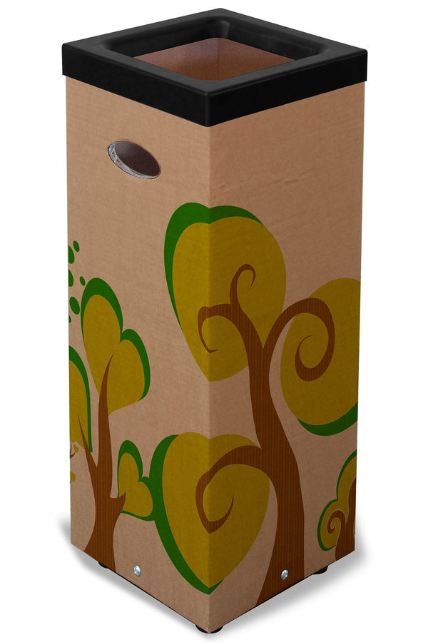 Pattumiera Per Raccolta Rifiuti 38x38xh80 cm in Cartone Con Stampa Grafica G2 Beige sconto