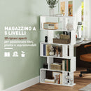 Libreria Asimmetrica a S a 5 Livelli 80x24x159 cm in Legno Bianco   