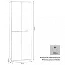 Armadio 4 Ante 60x38x174 h cm in Truciolare bilaminato Rovere grigio