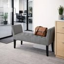 Panca Fondoletto Ingresso 111x40x60 cm con Piedi in Legno e Rivestimento Velluto Grigio     