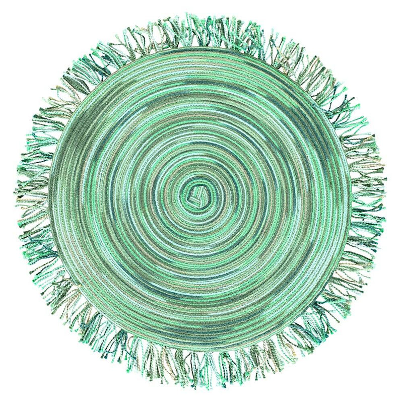 Set 6 Tovagliette con Frange Ø45x0,5 cm  in Polipropilene VdE Tivoli 1996 Shades of Greenery