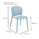 Set 4 Sedie da Giardino 56x47,5x79,5 cm Lolly Azzurre