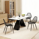Set 4 Sedie da Pranzo Design Moderno con Schienale Traforato in Plastica Nero    