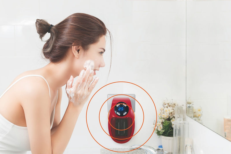 Stufa Stufetta da Parete 500W con Telecomando Display LCD Kooper Pluggy Rosso