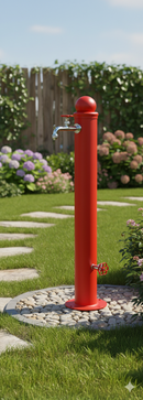 Fontana da Giardino con Doppio Rubinetto Belfer Idrante 42/ID Rosso