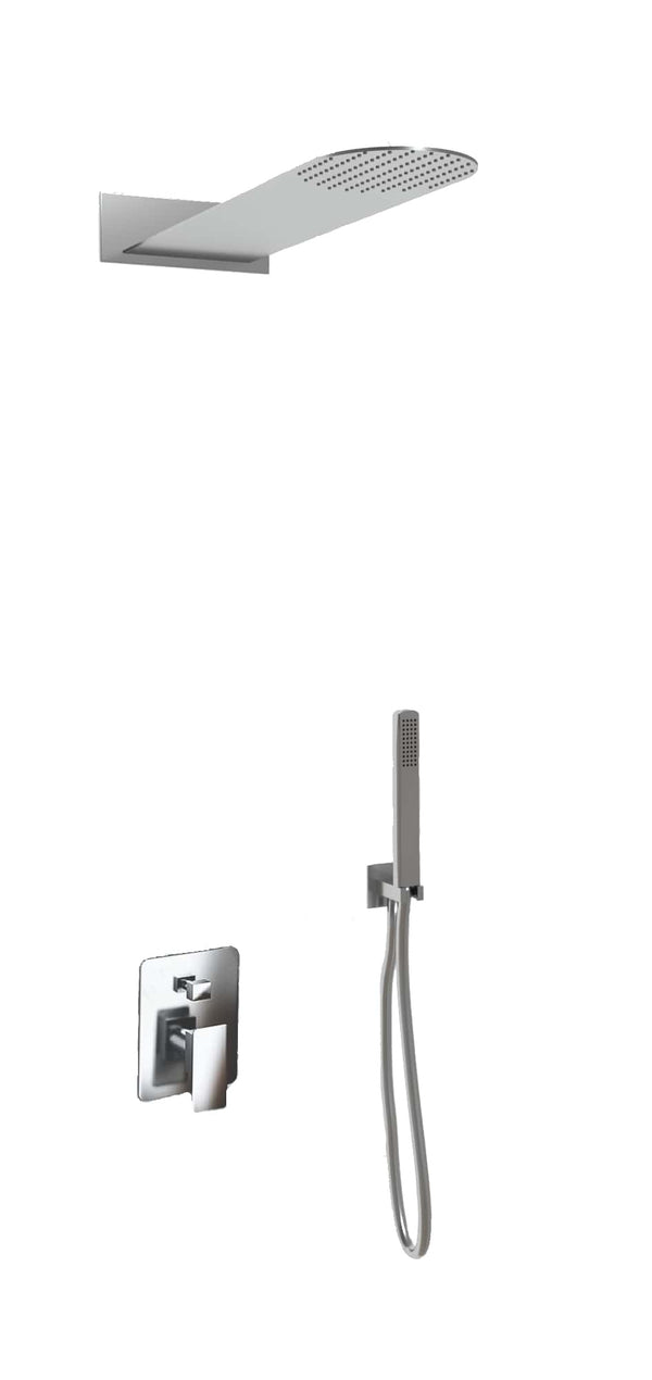 prezzo Kit de douche mural RekRound en acier inoxydable 55xØ23 cm avec pommeau de douche et mitigeur